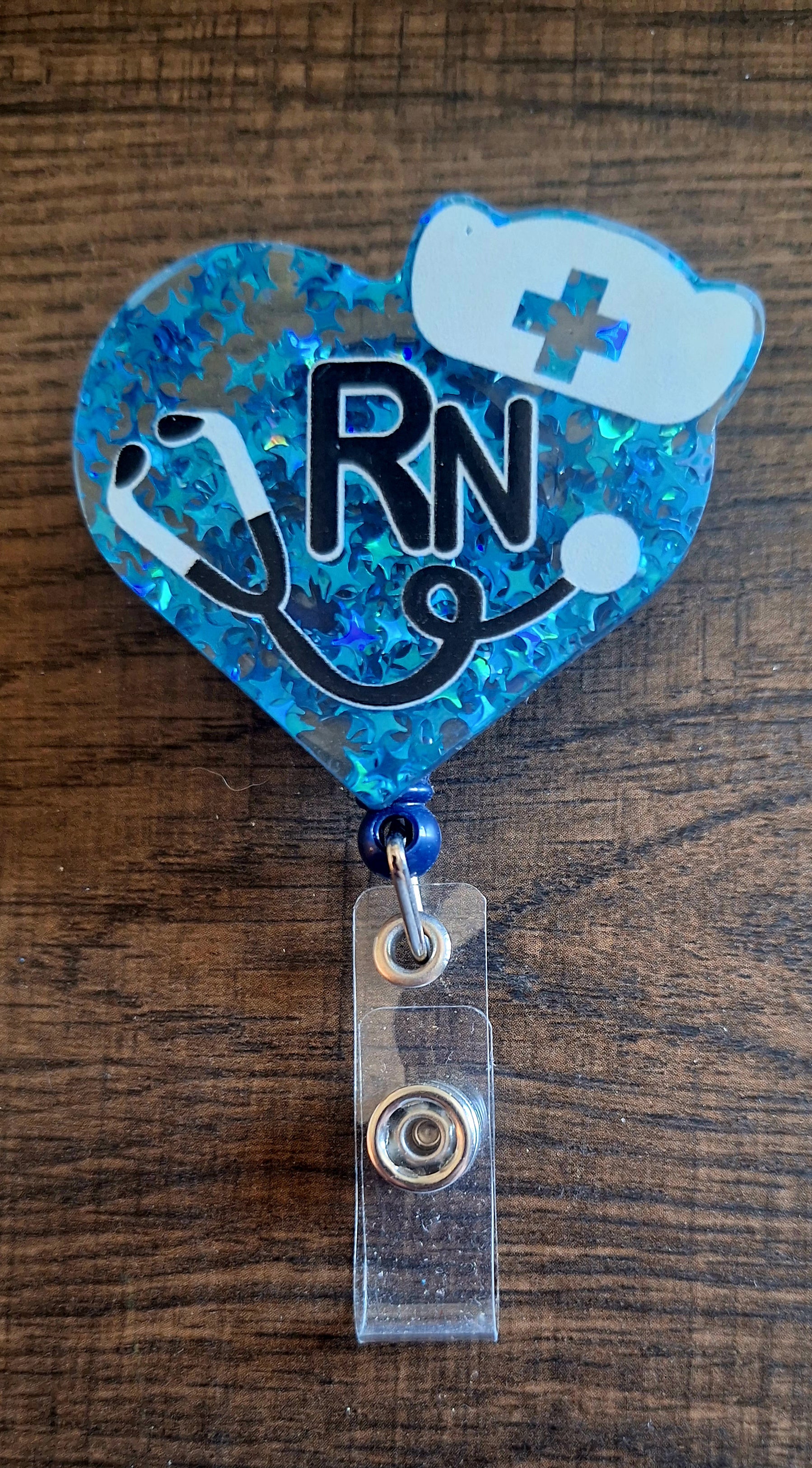 Blue RN Heart (Badge Reel)